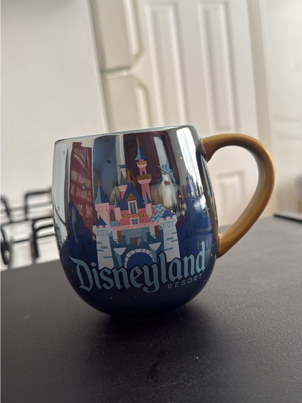 Disney Blue Disneyland Castle Mug with Tan Handle